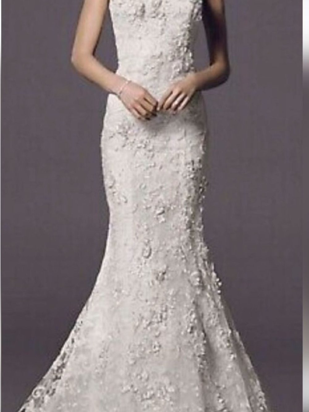 Ivory Floral Lace Wedding Gown - Picture 8 of 8